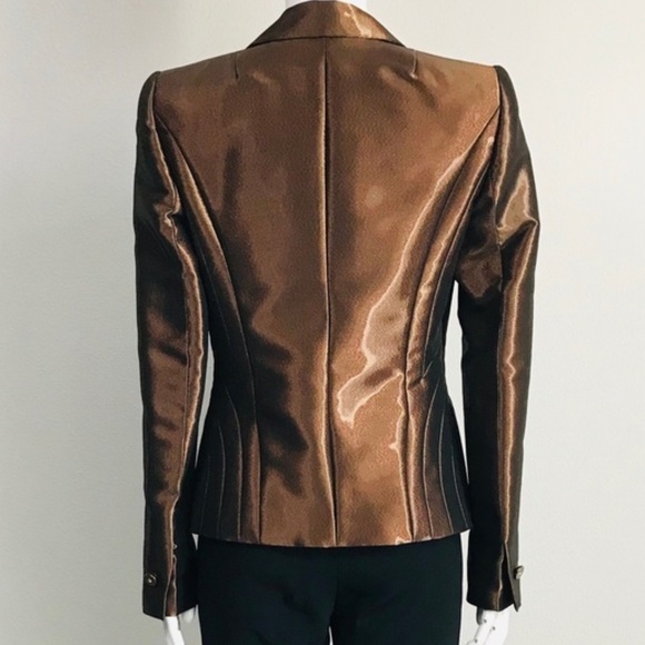 Escada Liquid Bronze Brown Structured Blazer Jacket Size 34 / 4 - Picture 5 of 17